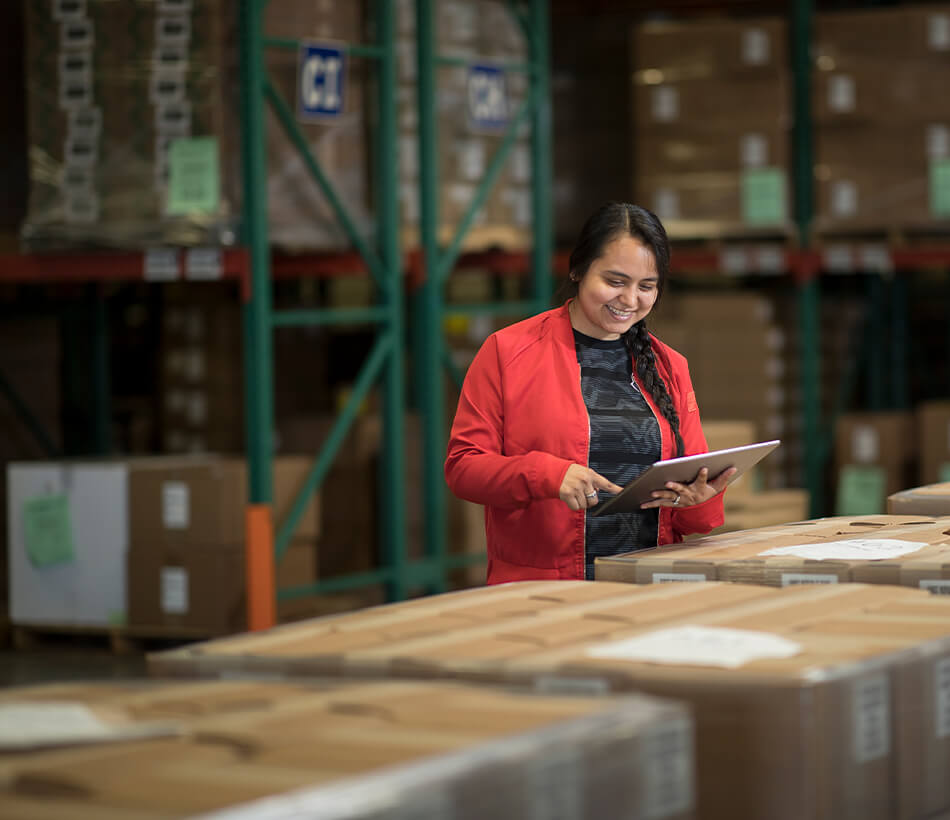 woman reviewing inventory