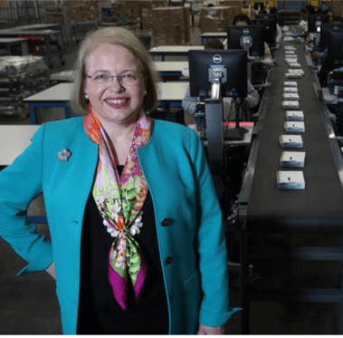 Hannah Kain in a production and assembly room