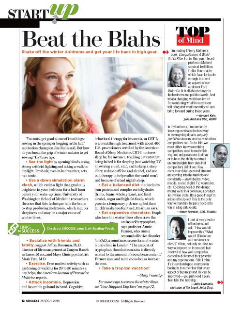 Success Magazine Top of Mind March 2014